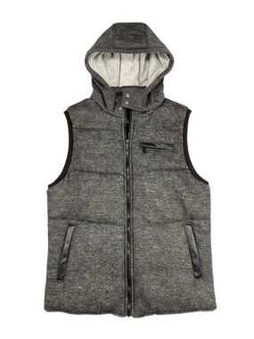Yoki Mens Charcoal Gray Hooded Puffer Vest Full Zip Size L